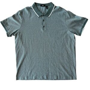Theory Mens Green Geo Knit Regular Fit Polo Shirt Size XXL